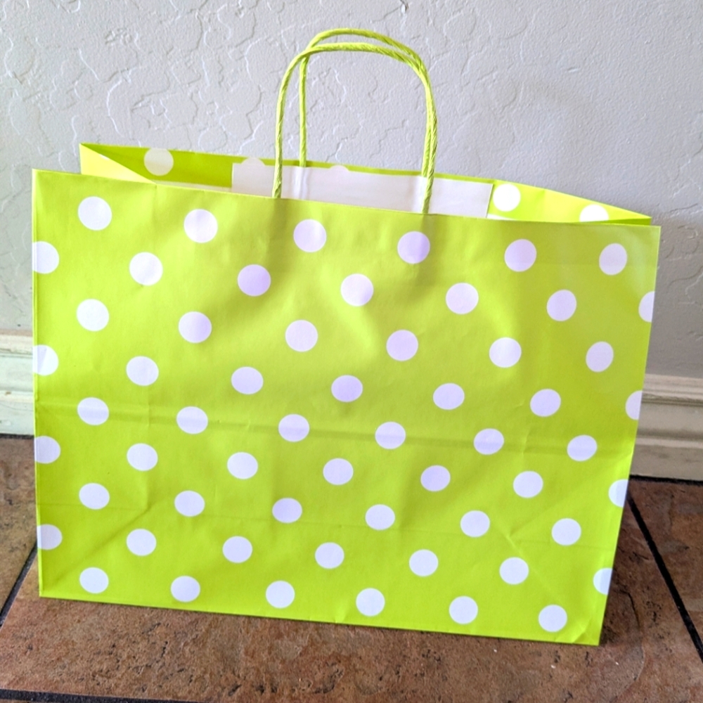 Polka Dot Party Gift Bag - Lime Green - Case of 24 Wholesale Deal